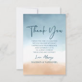 Elegante Ocean Beach Shore Sand Picture Wedding Dankeskarte (Vorderseite)