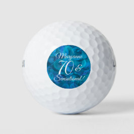 Elegante Ocean Blue 70 & Sensational Birthday Part Golfball