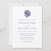 Elegante Ocean Blue Seashell Wedding Einladung (Vorderseite)
