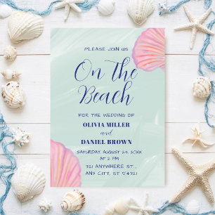 Elegante Ocean Pastel Seashell Beach Wedding Einladung