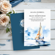 Elegante Ocean Sailboat Hochzeit der Wasserfarbenk