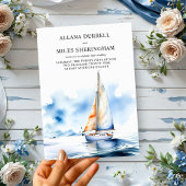 Elegante Ocean Sailboat Hochzeit der Wasserfarbenk Einladung