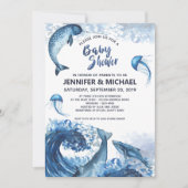 Elegante Ocean Watercolor Babydusche Einladung (Vorderseite)