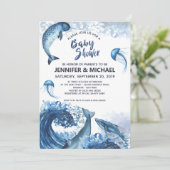 Elegante Ocean Watercolor Babydusche Einladung (Stehend Vorderseite)
