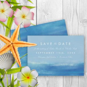 Elegante Ocean Watercolor Hochzeit Sichern Sie das Save The Date