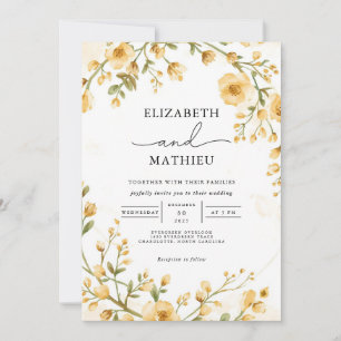 Elegante Ochre Blumengarten Hochzeit Einladung