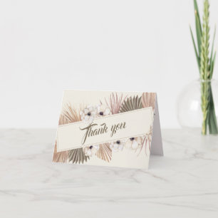 Elegante Off White Gold Blumen Hochzeitsfoto Dankeskarte
