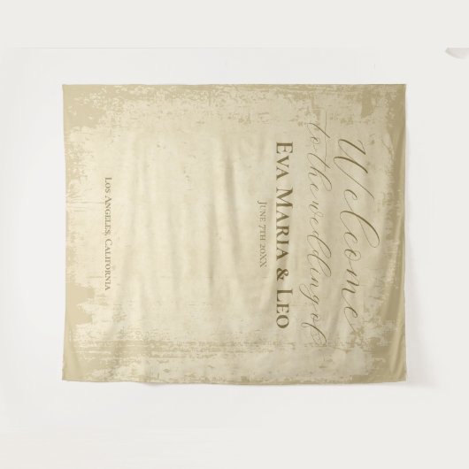 Elegante Off-White Grunge Edge Begrüßung Wandteppich (Vorderseite (Horizontal))