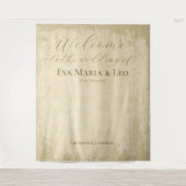 Elegante Off-White Grunge Edge Begrüßung Wandteppich (Vorderseite)