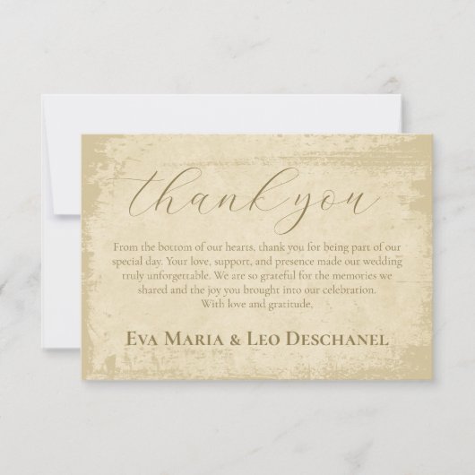 Elegante Off-White Grunge Edge Dankeskarte (Vorderseite)