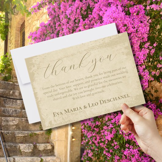 Elegante Off-White Grunge Edge Dankeskarte