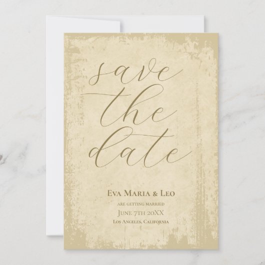 Elegante Off-White Grunge Edge Save the Date (Vorderseite)