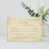 Elegante Off-White Grunge Edge Wedding RSVP Card (Stehend Vorderseite)