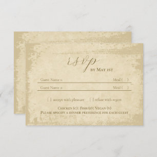 Elegante Off-White Grunge Edge Wedding RSVP Card