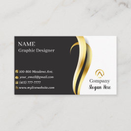 Elegante Office Gold & Black Business Cards Visitenkarte