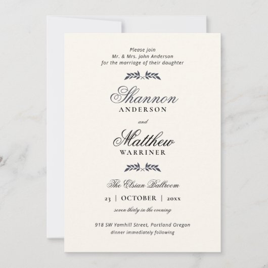 Elegante offizielle Einladung der Marine (Vorderseite)