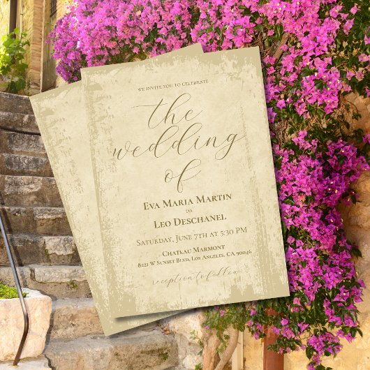 Elegante Offweiße Grunge Edge Wedding Einladung