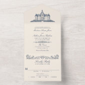 Elegante Old Chateau Manor Wedding All In One Einladung (Innen)