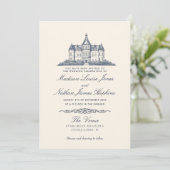 Elegante Old Chateau Manor Wedding Einladung (Stehend Vorderseite)
