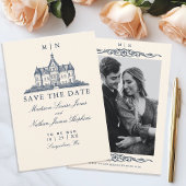 Elegante Old Chateau Manor Wedding Save The Date