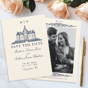 Elegante Old Chateau Manor Wedding Save The Date