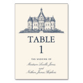 Elegante Old Chateau Manor Wedding Table Card Tischnummer (Vorderseite)