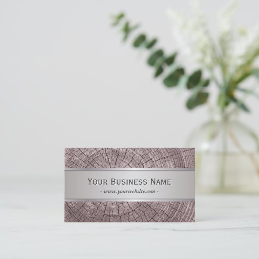 Elegante Old Wood Tree Rings Texture Business Card Visitenkarte (Stehend Vorderseite)