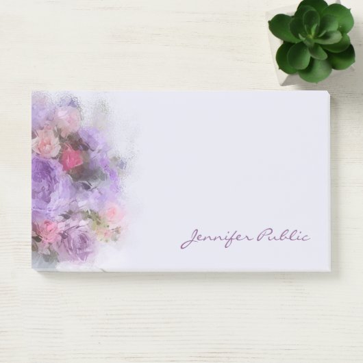 Elegante Ölfarben Blume Handschrift Vorlage Post-it Klebezettel (Büro)