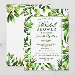Elegante Olive Boho Garden Bridal Dusche Einladung