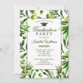 Elegante Olive Boho Garden Graduation Party Einladung (Vorderseite)