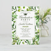 Elegante Olive Boho Garden Graduation Party Einladung (Stehend Vorderseite)