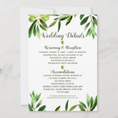 Elegante Olive Boho Garden Sommer Hochzeit Details Einladung (Vorderseite)