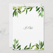 Elegante Olive Boho Garden Sommer Hochzeit Details Einladung (Rückseite)