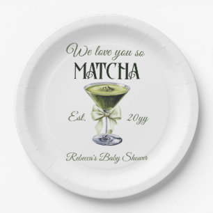 Elegante Olive Bow Liebe Sie So Matcha Baby Dusche Pappteller