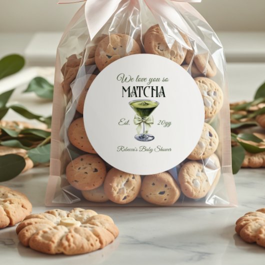 Elegante Olive Bow Liebe Sie So Matcha Baby Dusche Runder Aufkleber