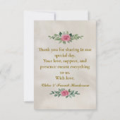 Elegante Olive Branch Custom Wedding Dankeschön Ca Dankeskarte (Rückseite)