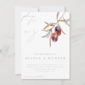 Elegante Olive Branch Einladung zur Hochzeit (Vorderseite)