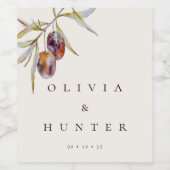 Elegante Olive Branch Hochzeit Weinetikett (Einzelnes Label)