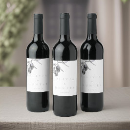 Elegante Olive Branch Hochzeit Weinetikett