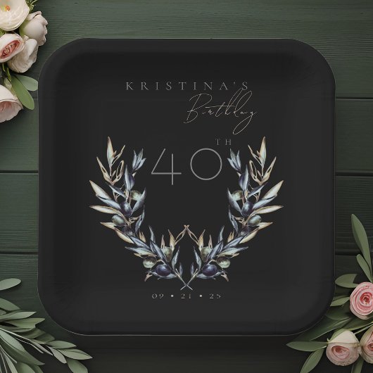 Elegante Olive Branch JEDER Geburtstag Pappteller