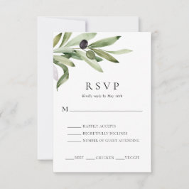 Elegante Olive Branch Wedding RSVP Card