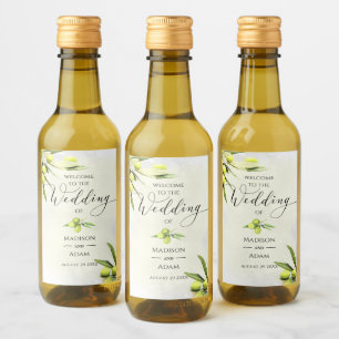 Elegante Olive Branches Hochzeit Weinetikett