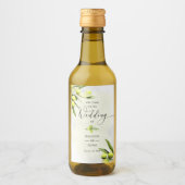 Elegante Olive Branches Hochzeit Weinetikett (Vorderseite)