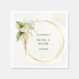 Elegante Olive Green and Gold Wedding Serviette
