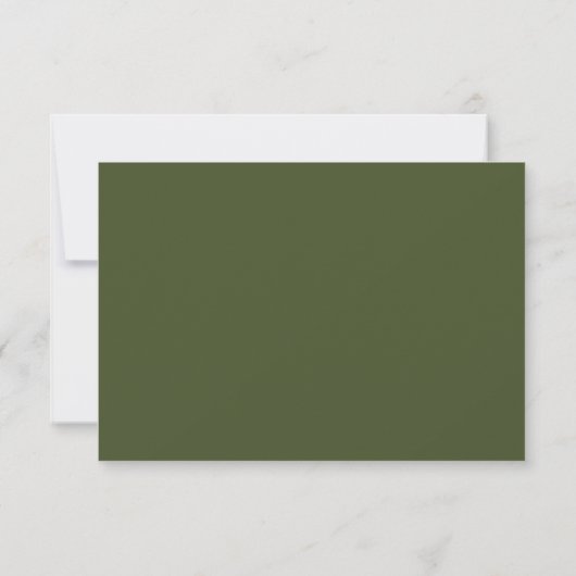 Elegante Olive Green Calligraphy Wedding RSVP Karte (Rückseite)