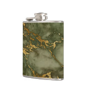 Elegante Olive Green Gold Imitats Marmorpflaster T Flachmann (Links)