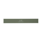Elegante Olive Green Monogram Wedding Einladungsbanderole (Flach)