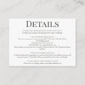 Elegante Olive Green Wedding Details Begleitkarte (Vorderseite)