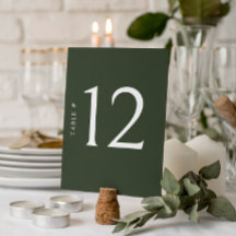 Elegante Olive Green Wedding Tischnummer Card