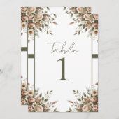 Elegante Olive Green & White Floral Corner Hochzei Einladung (Vorne/Hinten)